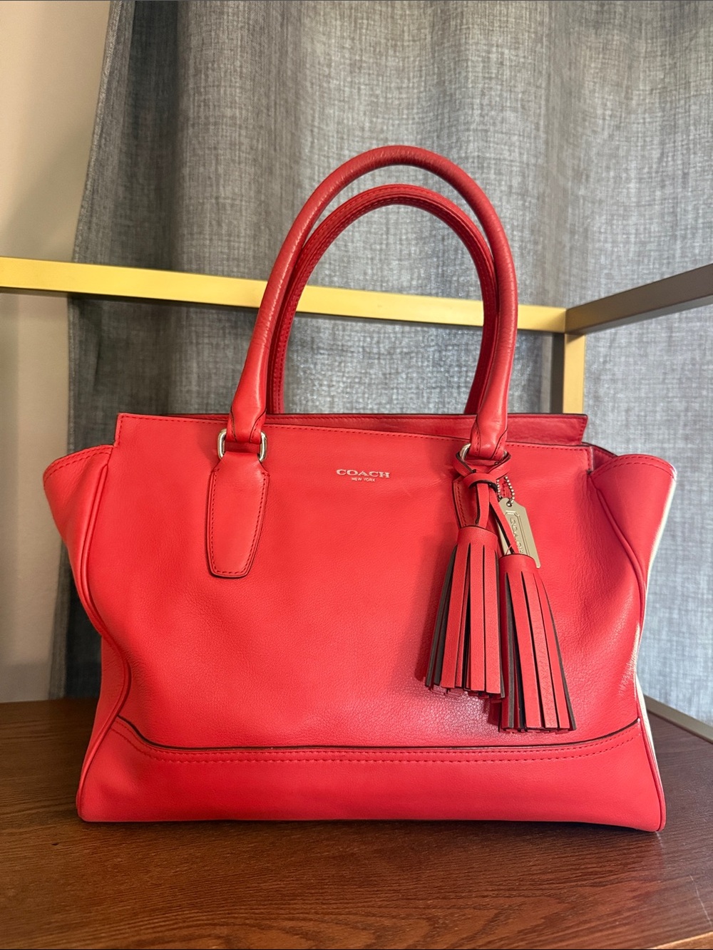 S Coach 24201 LARGE Legacy Haley Red Leather Satchel With Tassel - EUC